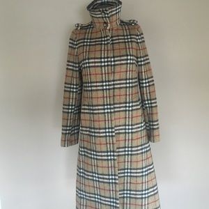 Vintage Burberry Nova Check Wool Car Coat